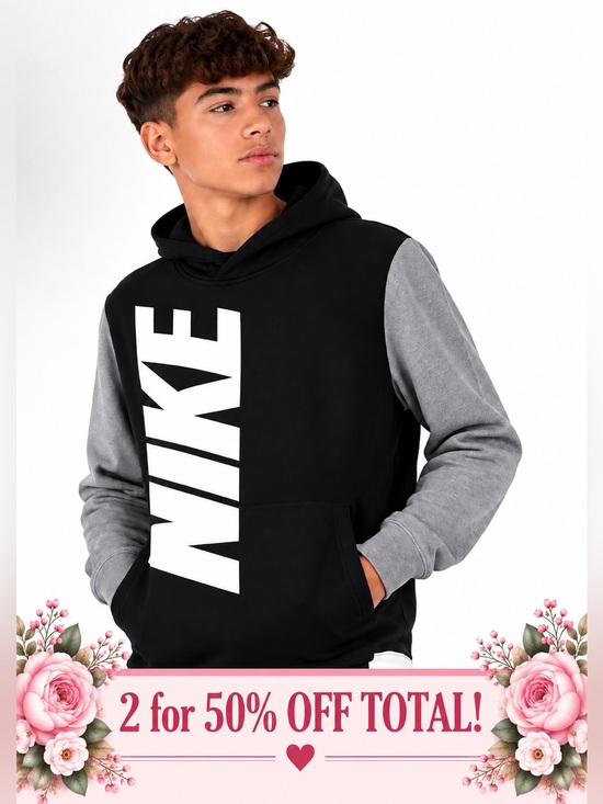 Nike Other - Nike Boys Sportswear Amplify Pullover Hoodie Black Gray Colorblock Youth L